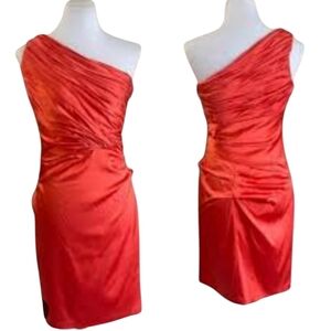 Suzi Chin for Maggie Boutique orange one shoulder dress, size four
